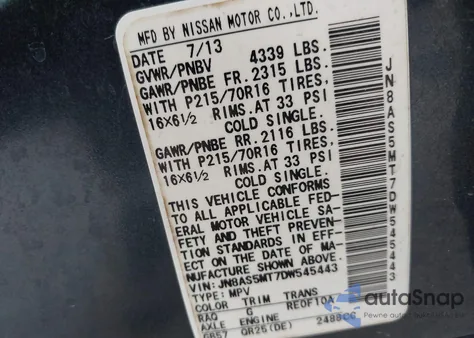 2013 Nissan Rogue S from USA, damaged, VIN JN8AS5MT7DW545443